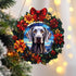 Weimaraner Christmas Wreath Suncatcher